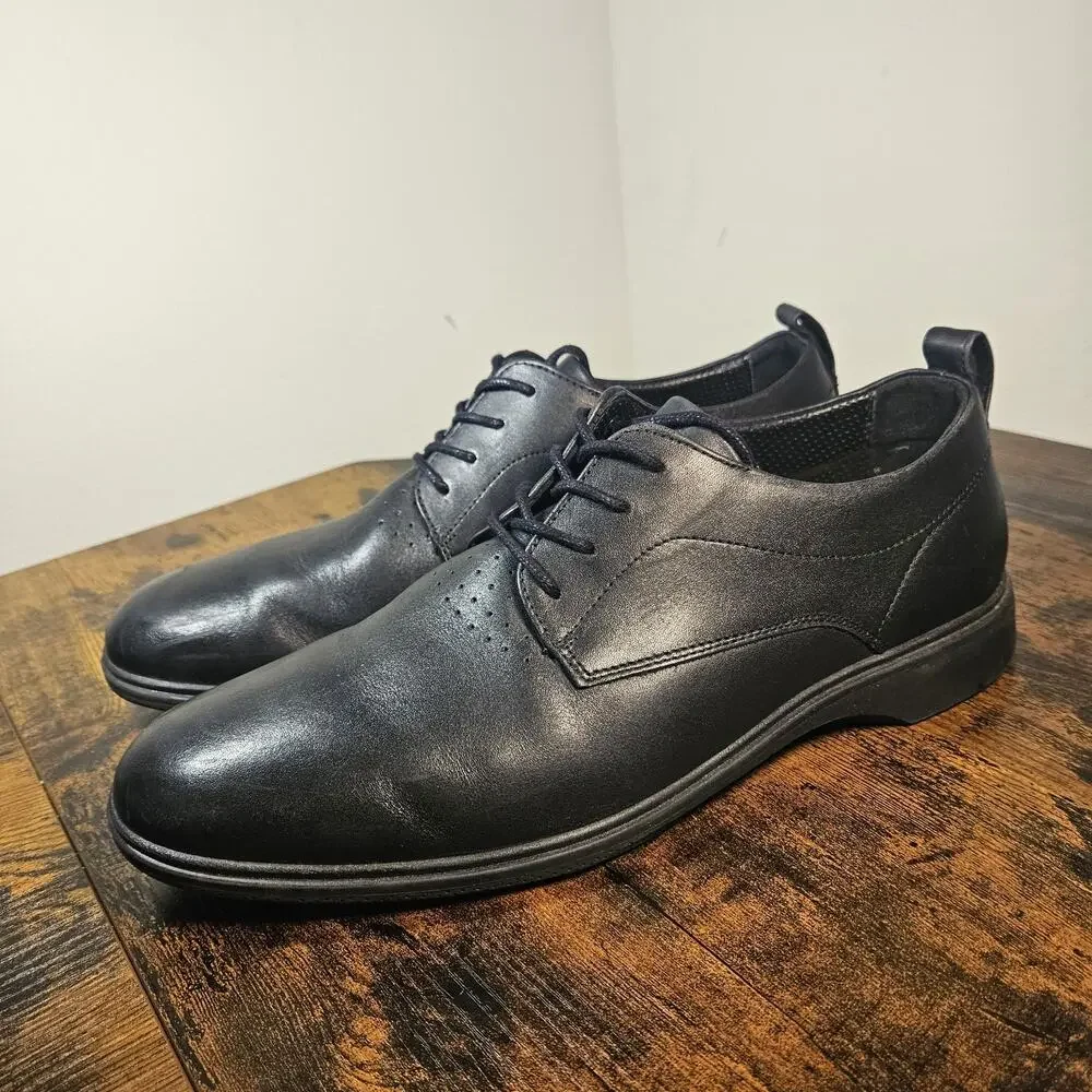 Amberjack Mens The Original Derby Oxfords Shoes Black Leather Hybrid Size 10.5